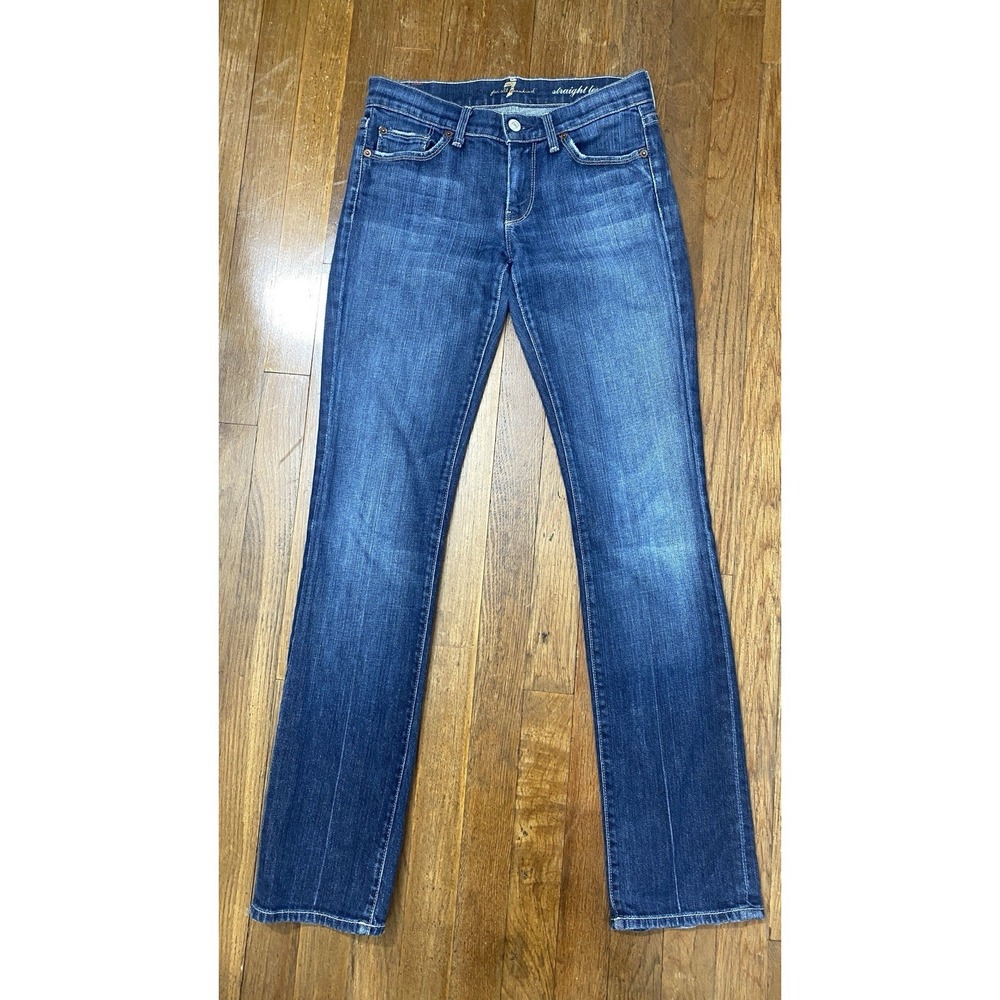 7 For All Mankind Jeans Womens Straight Leg Made USA Distressing Nice Fade 28x30